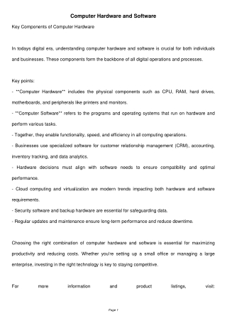 Key Components of Computer Hardware