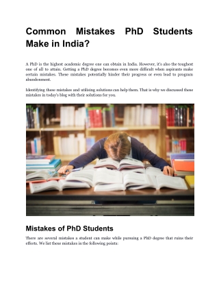 Common Mistakes PhD Students Make in India_