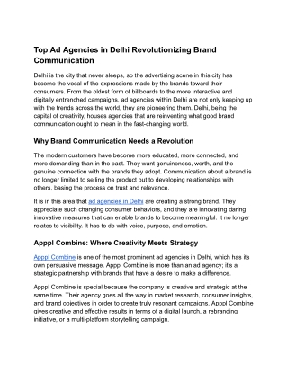 Top Ad Agencies in Delhi Revolutionizing Brand Communication