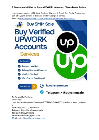 How to Buy Verified UPWORK Accounts - Best Quality &amp; Ful