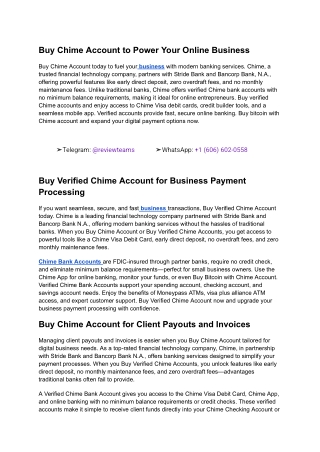 Buy Chime Account to Power Your Online Business