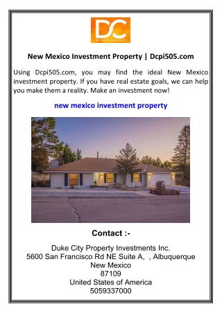 New Mexico Investment Property  Dcpi505.com