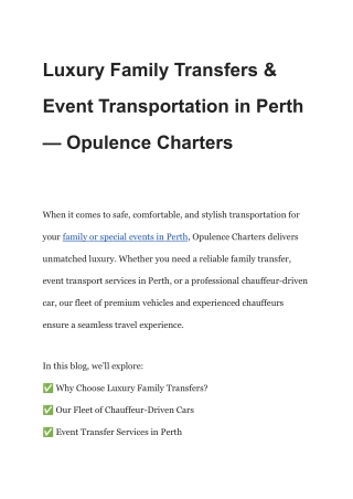 Premium Event Transfer Services in Perth - Luxury Group Travel Solutions