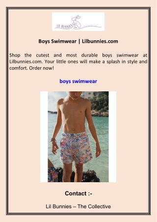 Boys Swimwear  Lilbunnies.com