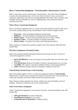 Heavy Construction Equipment Strength That Builds the Future