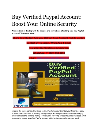 Buy Verified Paypal Account_ Boost Your Online Security
