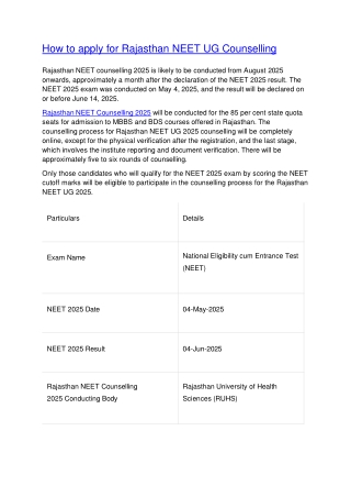 How to apply for Rajasthan NEET UG Counselling - Google Docs