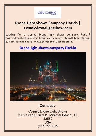 Drone Light Shows Company Florida  Cosmicdronelightshow.com