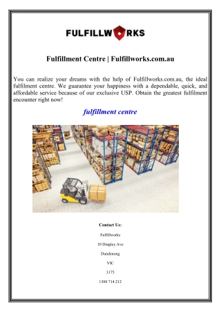 Fulfillment Centre | Fulfillworks.com.au