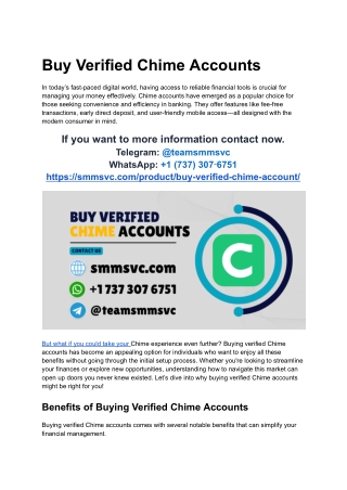 Place to Buy Verified Chime Bank Account in Whole