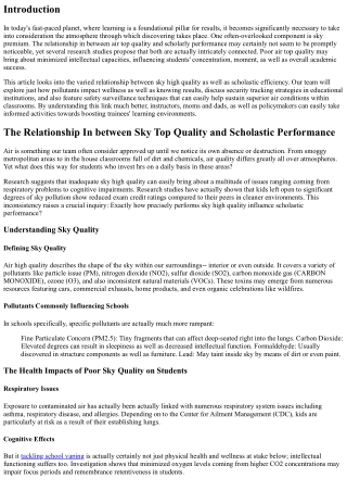 The Hookup In Between Sky Top Quality and Academic Functionality