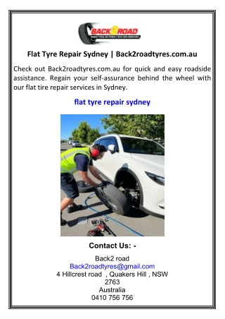 Flat Tyre Repair Sydney  Back2roadtyres.com.au