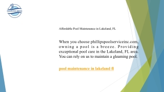 Affordable Pool Maintenance in Lakeland, FL