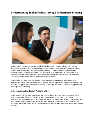 Understanding Indian Politics through Professional Training