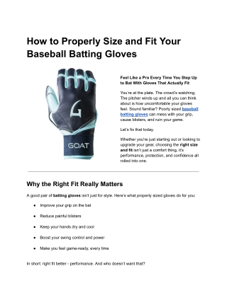 How to Properly Size and Fit Your Baseball Batting Gloves