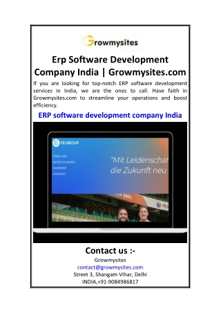 Erp Software Development Company India  Growmysites.com