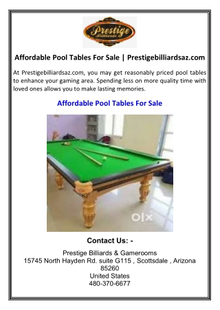 Affordable Pool Tables For Sale  Prestigebilliardsaz.com