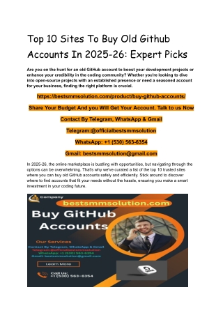 Top 10 Sites To Buy Old Github Accounts In 2025-26_ Expert Picks
