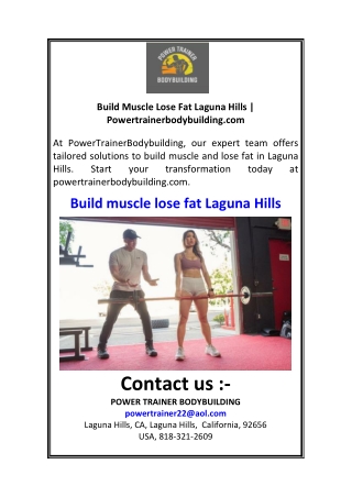 Build Muscle Lose Fat Laguna Hills  Powertrainerbodybuilding.com