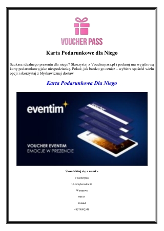 Karta Podarunkowe dla Niego