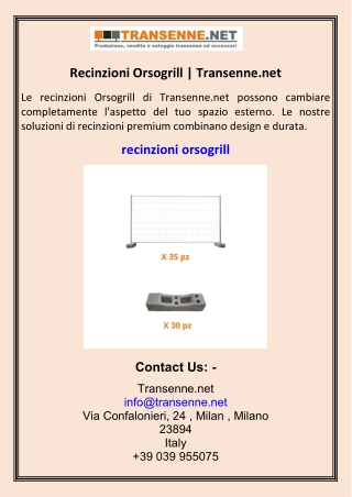 Recinzioni Orsogrill Transenne.net