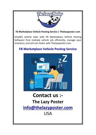 Fb Marketplace Vehicle Posting Service  Thelazyposter.com