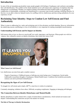 Reclaiming Your Identity: Steps to Combat Low Self-Esteem and Find Authenticity
