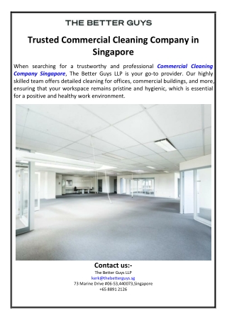 Trusted Commercial Cleaning Company in Singapore
