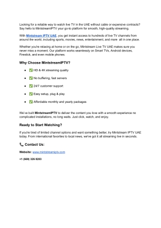 Watch Your Favorite Channels with MintstreamIPTV UAE!