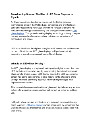 Transforming Spaces_ The Rise of LED Glass Displays in Riyadh