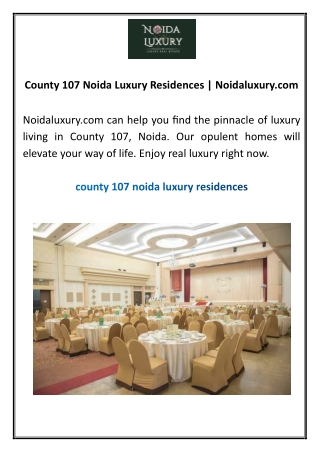 County 107 Noida Luxury Residences Noidaluxury