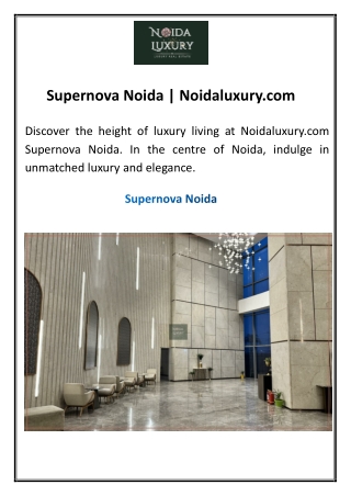 Supernova Noida  Noidaluxury.com