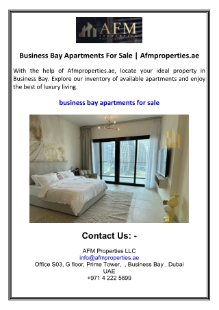 Business Bay Apartments For Sale  Afmproperties.ae