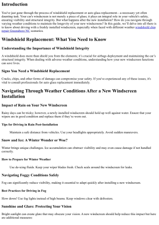 Navigating Through Weather Conditions After a New Windscreen Installation