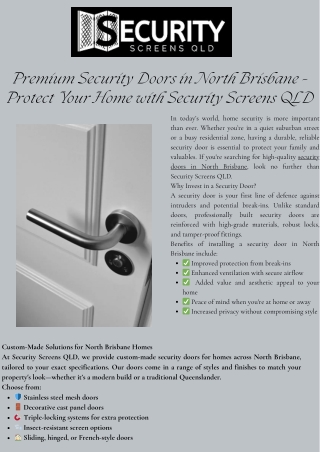 Premium Security Doors in North Brisbane – Protect Your Home with Security Screens QLD