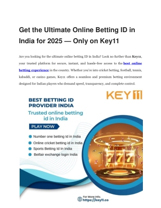 Get the Ultimate Online Betting ID in India for 2025 — Only on Key11