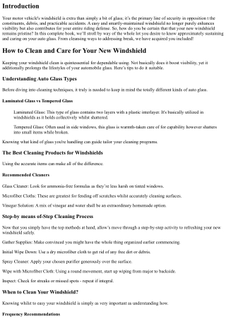 How to Clean and Care for Your New Windshield