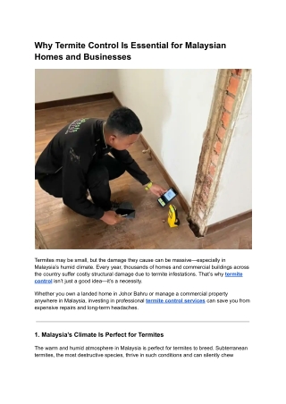Why Termite Control Is Essential for Malaysian Homes and Businesses