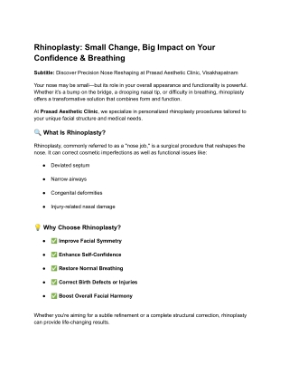 Nose Correction Surgery in Visakhapatnam