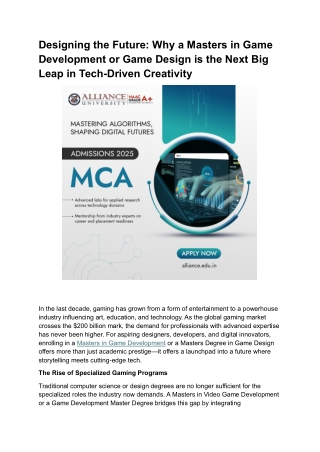 Designing the Future Why a Masters in Game Development or Game Design is the Next Big Leap in Tech-Driven Creativity