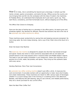 How Chai Machines Bring Authentic Indian Flavor to the Workplace