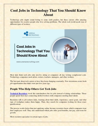 Cool Jobs in Technology That You Should Know about