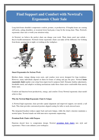 Find Support and Comfort with Newtral's Ergonomic Chair Sale