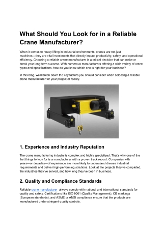 crane manufacturers  in Chennai  -  EOT Crane Manufacturers