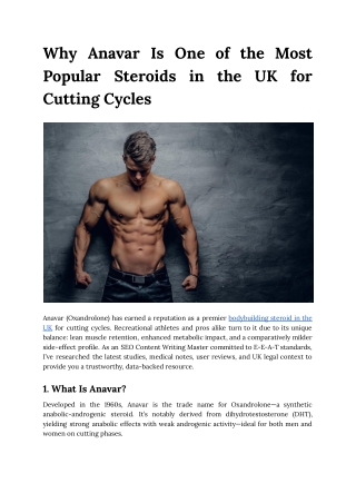 What Makes Anavar the Go-To Cutting Steroid for UK Bodybuilders