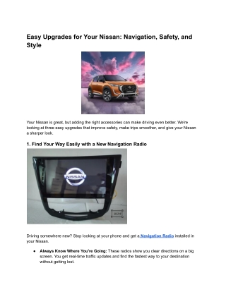 Easy Upgrades for Your Nissan_ Navigation, Safety, and Style