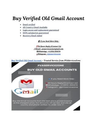 Buy Verified Old Gmail Account