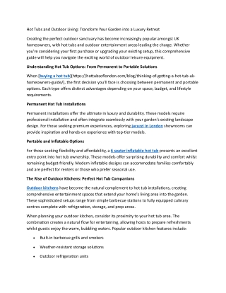 Hot Tubs and Outdoor Living