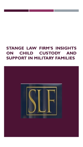 Stange Law Firms Insights on Child Custody and Support in Military Families