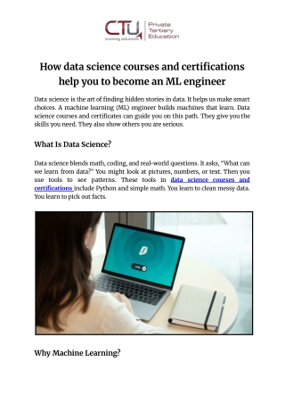 How data science courses and certifications help you to become an ML engineer